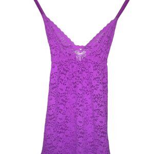 Victoria's Secret Women's Slip Lingierie Purple V-Neck Lace Nighty Large Vintage